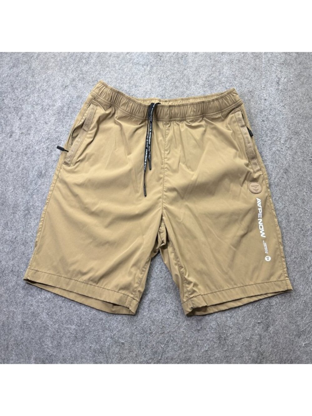 A Bathing Ape Shorts Men XL Beige Nylon Stretch AAPE NOW 9" Casual Hiking Gorp